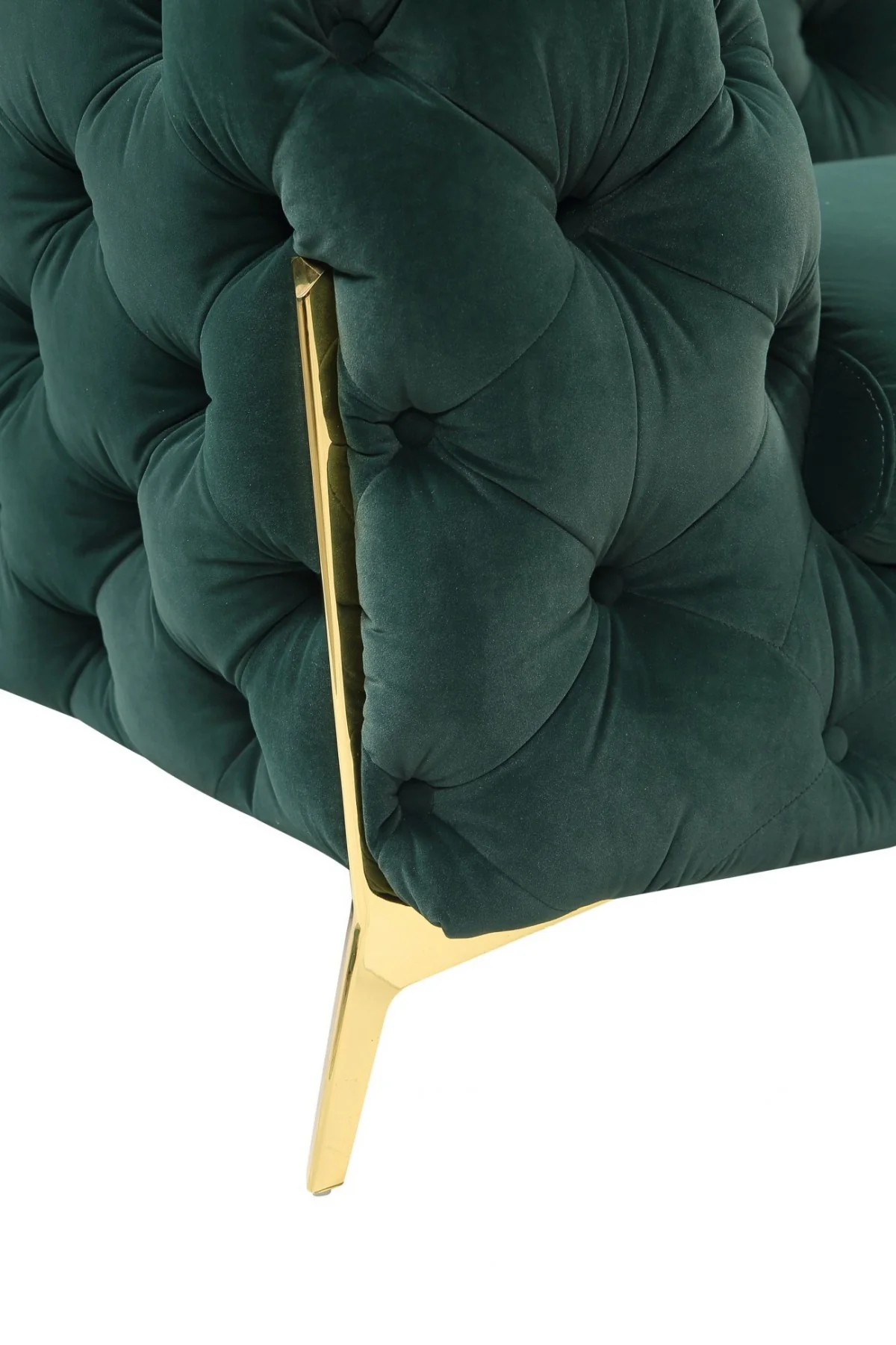 Glam 74" Green Velvet And Gold Loveseat By Homeroots - Image 3