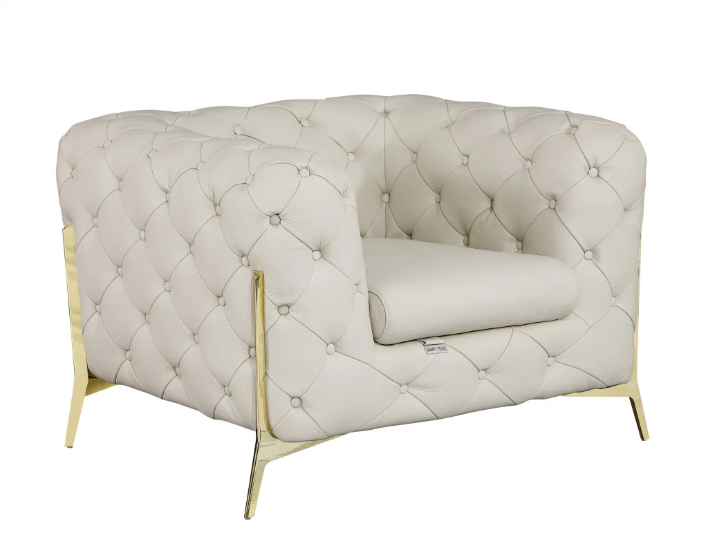 Glam Black and Chrome Tufted Leather Armchair By Homeroots - Image 12