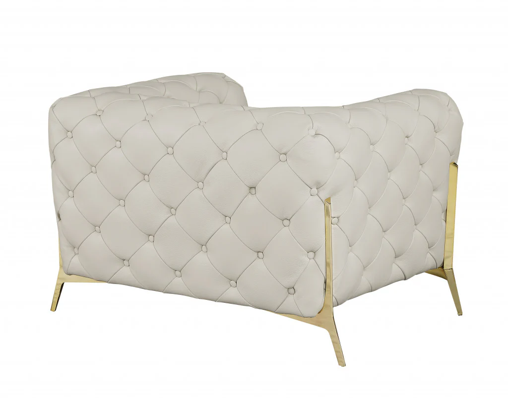 Glam Black and Chrome Tufted Leather Armchair By Homeroots - Image 13