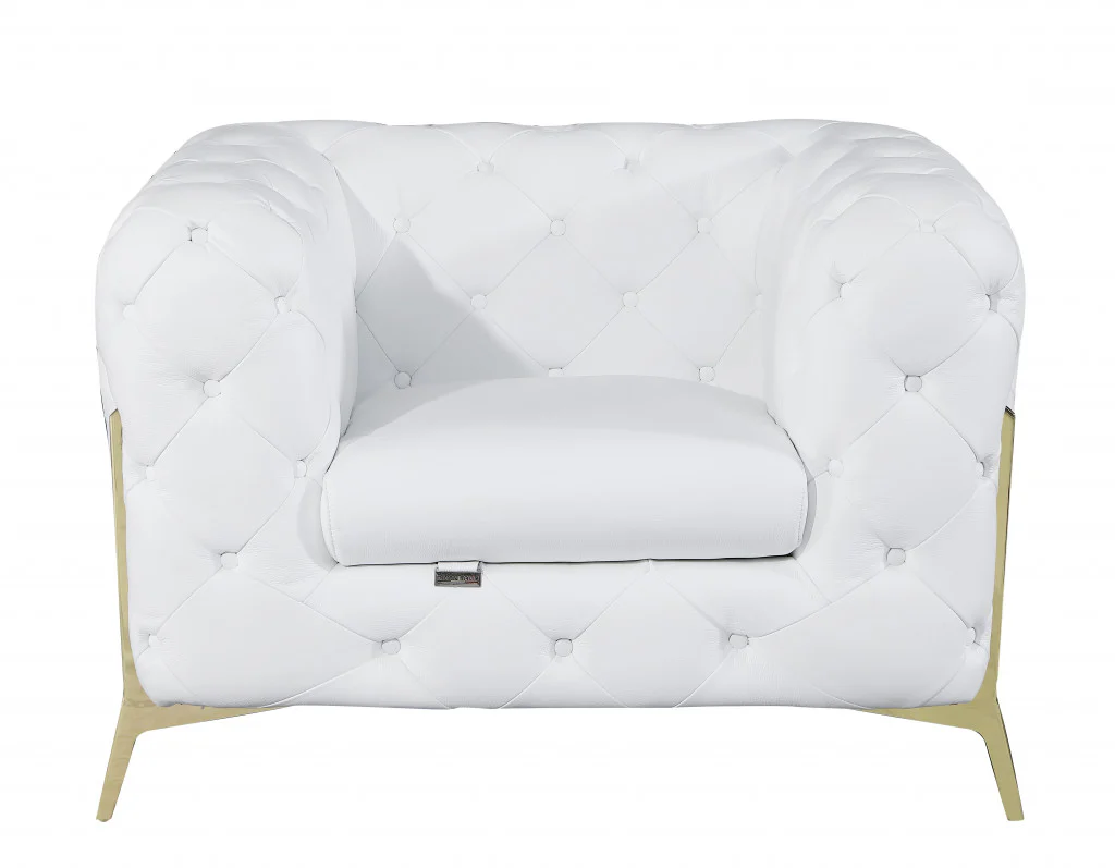 Glam Black and Chrome Tufted Leather Armchair By Homeroots - Image 21