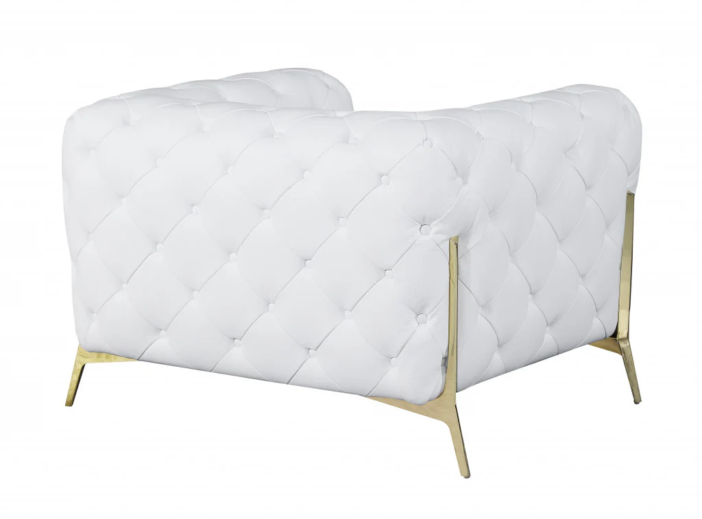 Glam Black and Chrome Tufted Leather Armchair By Homeroots - Image 23