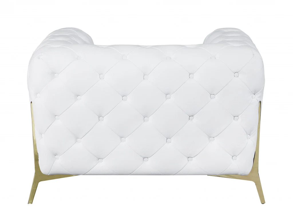 Glam Black and Chrome Tufted Leather Armchair By Homeroots - Image 24