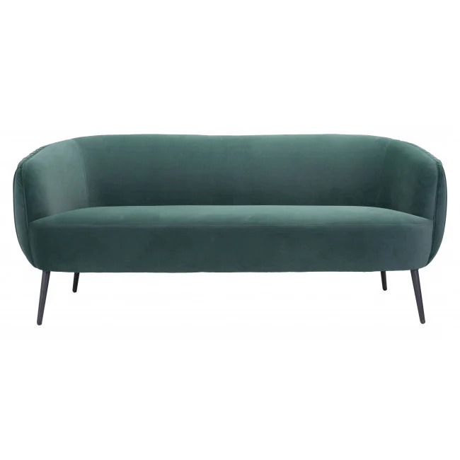 Glam Green Pleated Velvet with Black Sofa By Homeroots - Image 3