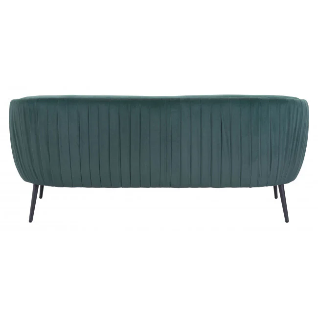 Glam Green Pleated Velvet with Black Sofa By Homeroots - Image 4