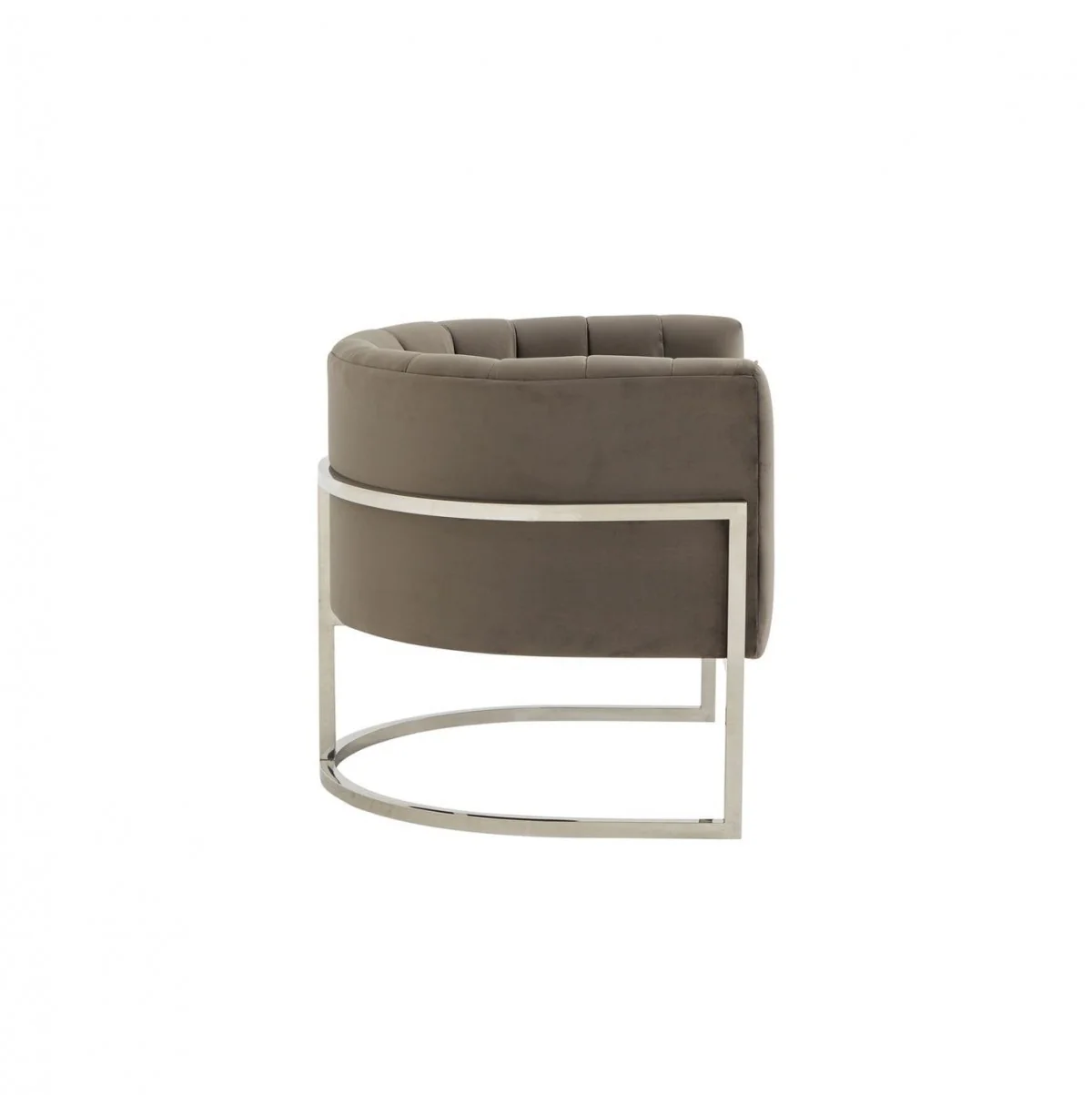 Glam Grey and Steel Channel Tufted Velvet Accent Chair By Homeroots - Image 3