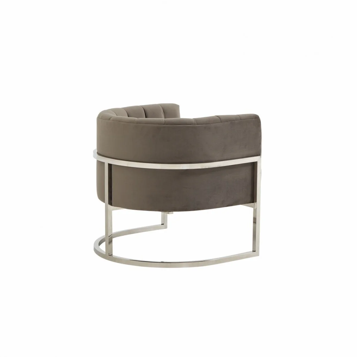 Glam Grey and Steel Channel Tufted Velvet Accent Chair By Homeroots - Image 4