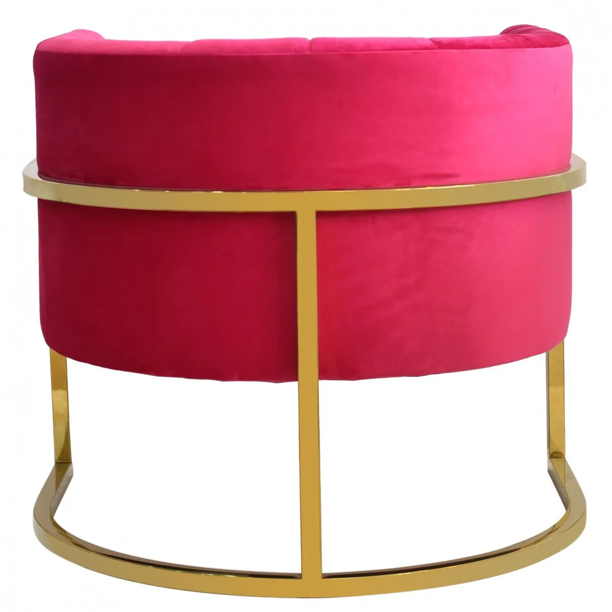 Glam Pink and Gold Channel Tufted Velvet Accent Chair By Homeroots - Image 3
