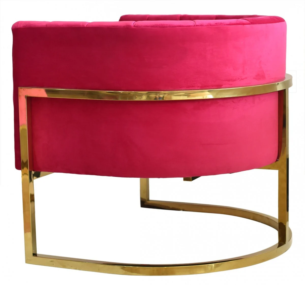 Glam Pink and Gold Channel Tufted Velvet Accent Chair By Homeroots - Image 4