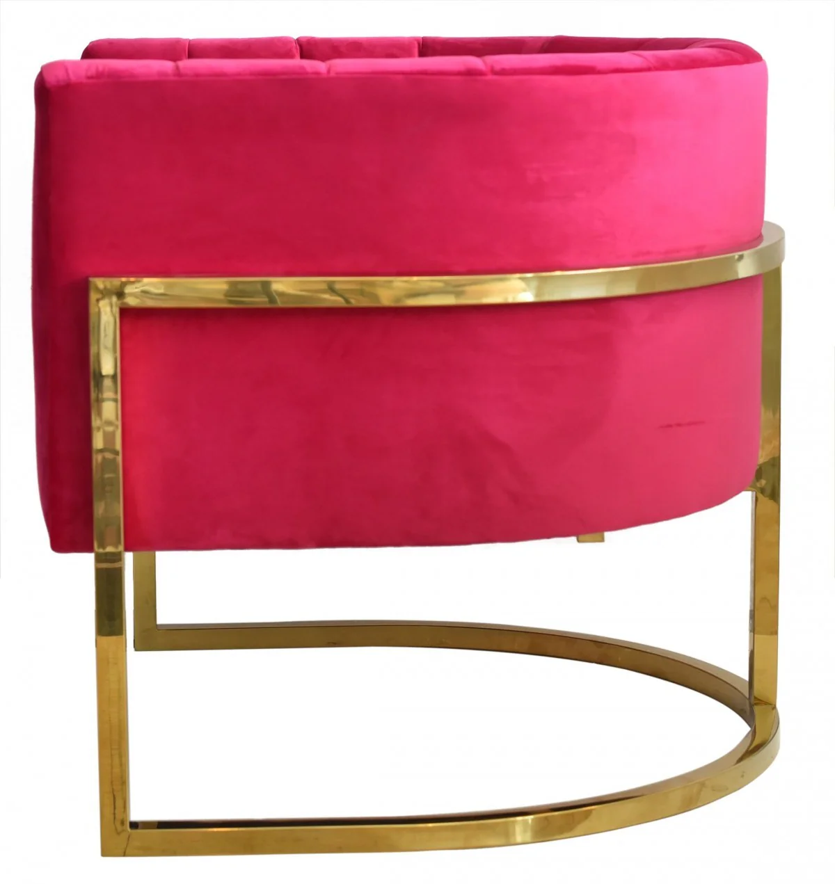 Glam Pink and Gold Channel Tufted Velvet Accent Chair By Homeroots - Image 5