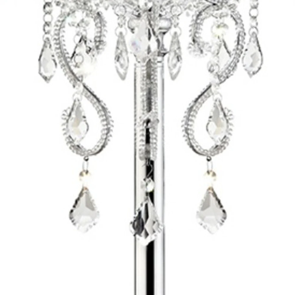 Glam Silver Faux Crystal Accent Table Lamp with See Thru Shade By Homeroots - Image 4