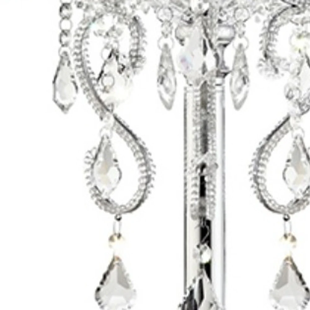 Glam Silver Faux Crystal Accent Table Lamp with See Thru Shade By Homeroots - Image 5