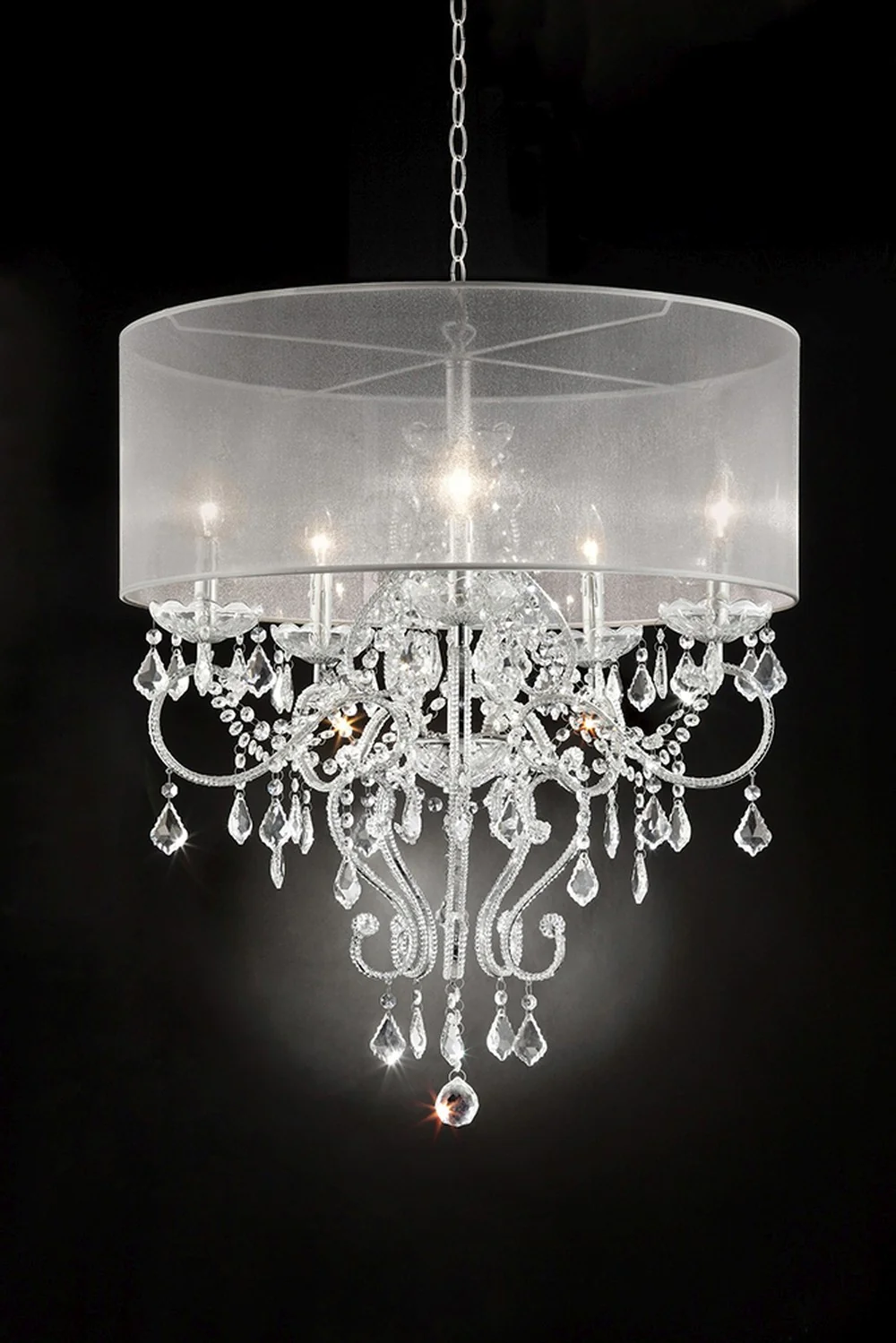 Glam Silver Faux Crystal Hanging Celing Lamp with See Thru Shade By Homeroots - Image 2