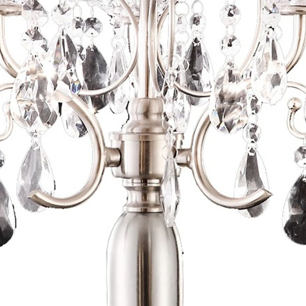 Glam Silver Scroll Chandelier Faux Crystal Table Lamp By Homeroots - Image 4