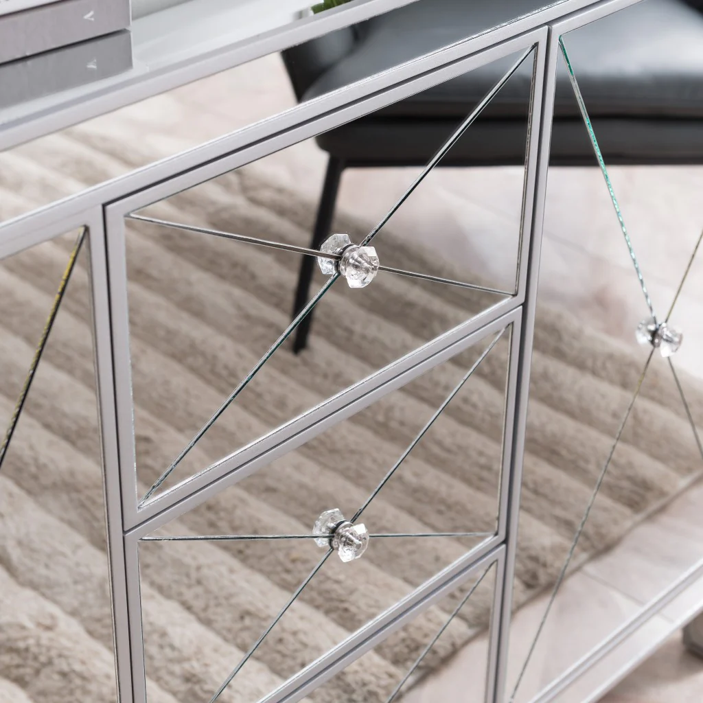 Glamorous Mirrored Bling Multi Storage Accent Cabinet By Homeroots - Image 2