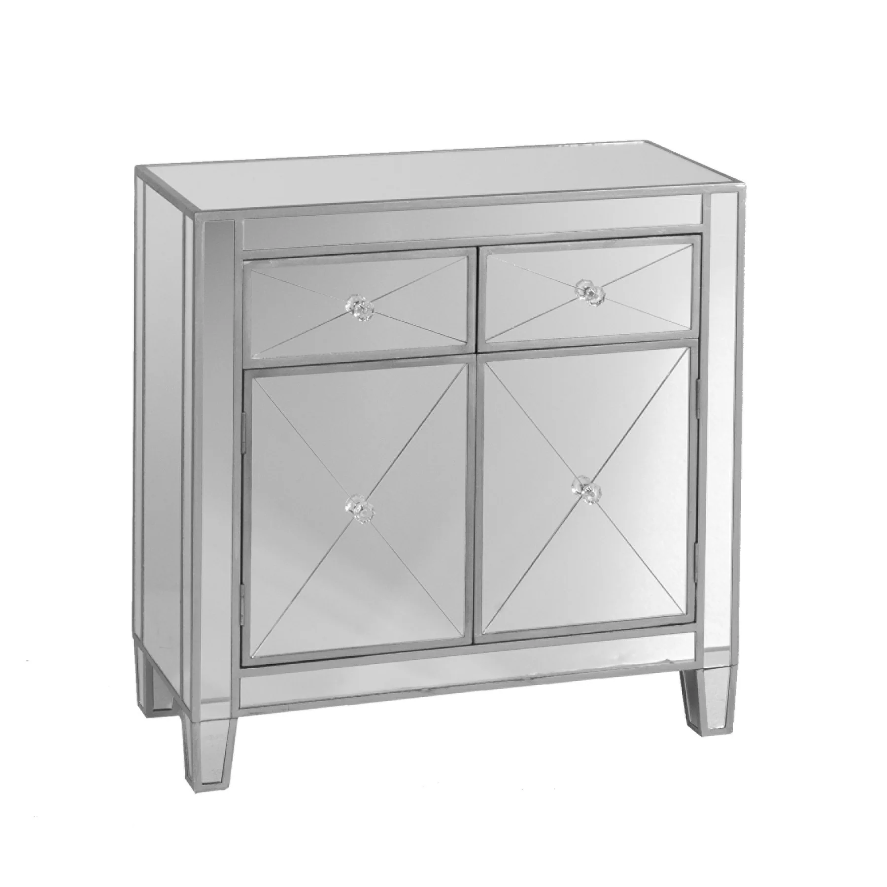 Glamorous Mirrored Bling Two Door Storage Accent Cabinet By Homeroots - Image 4