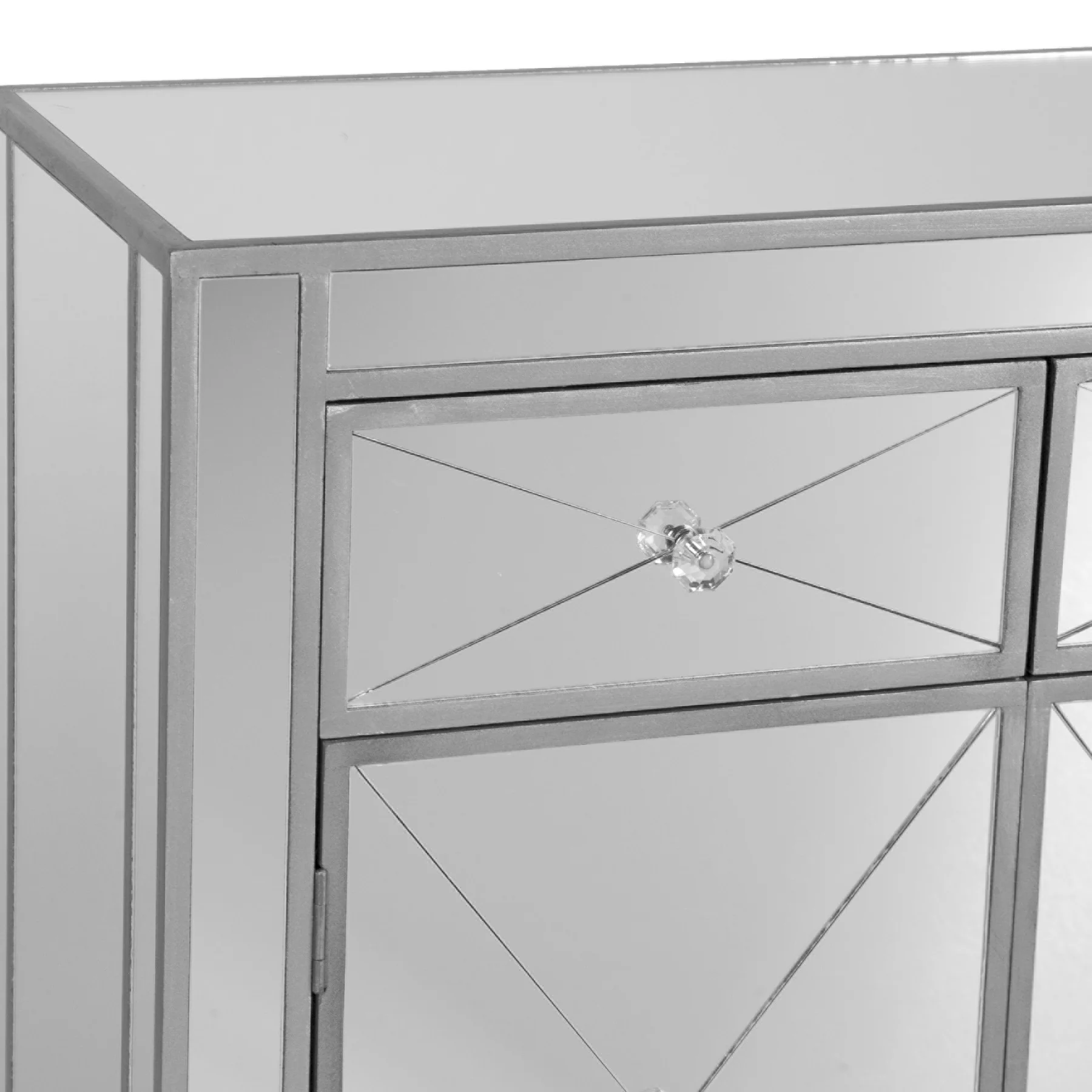 Glamorous Mirrored Bling Two Door Storage Accent Cabinet By Homeroots - Image 6