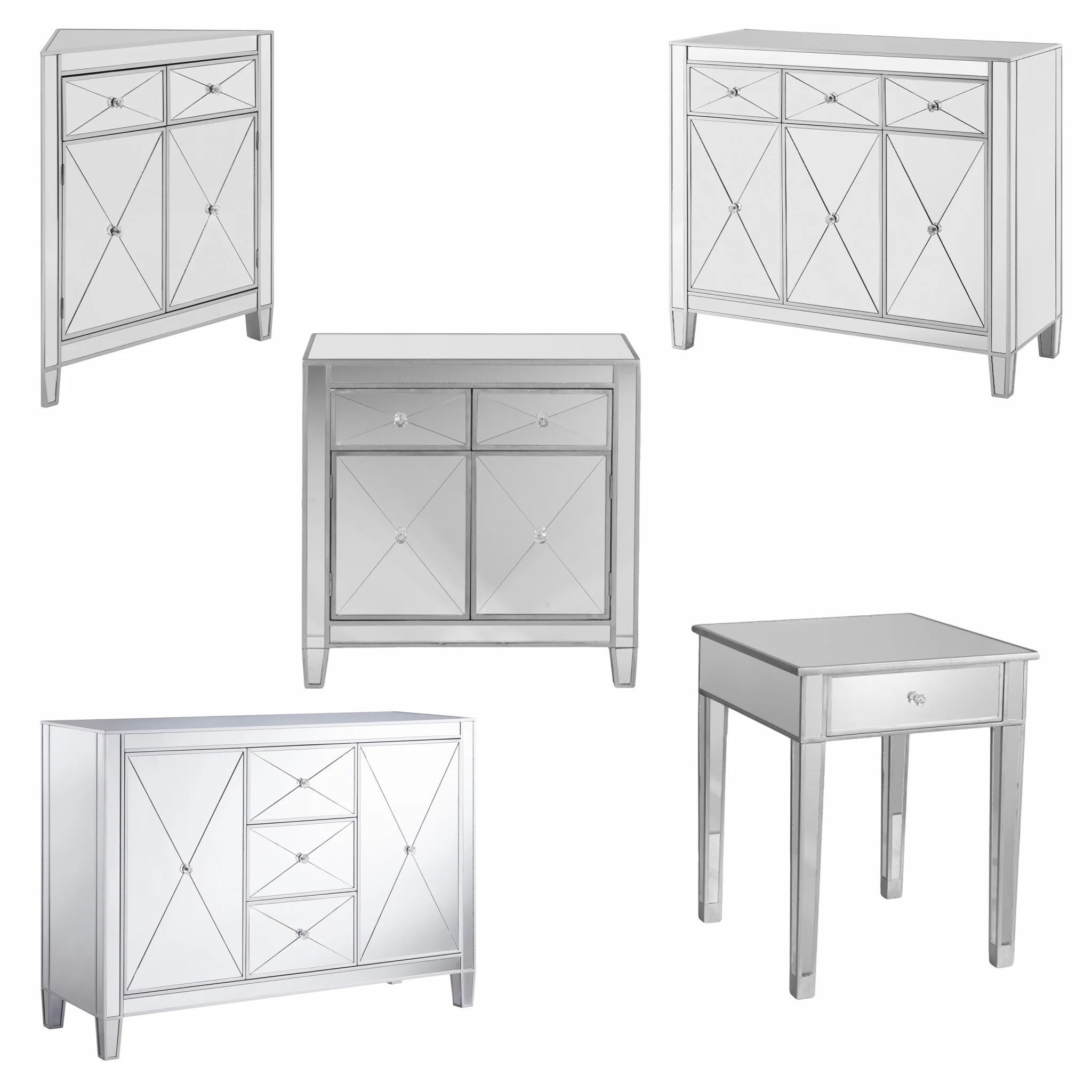 Glamorous Mirrored Bling Two Door Storage Accent Cabinet By Homeroots - Image 7