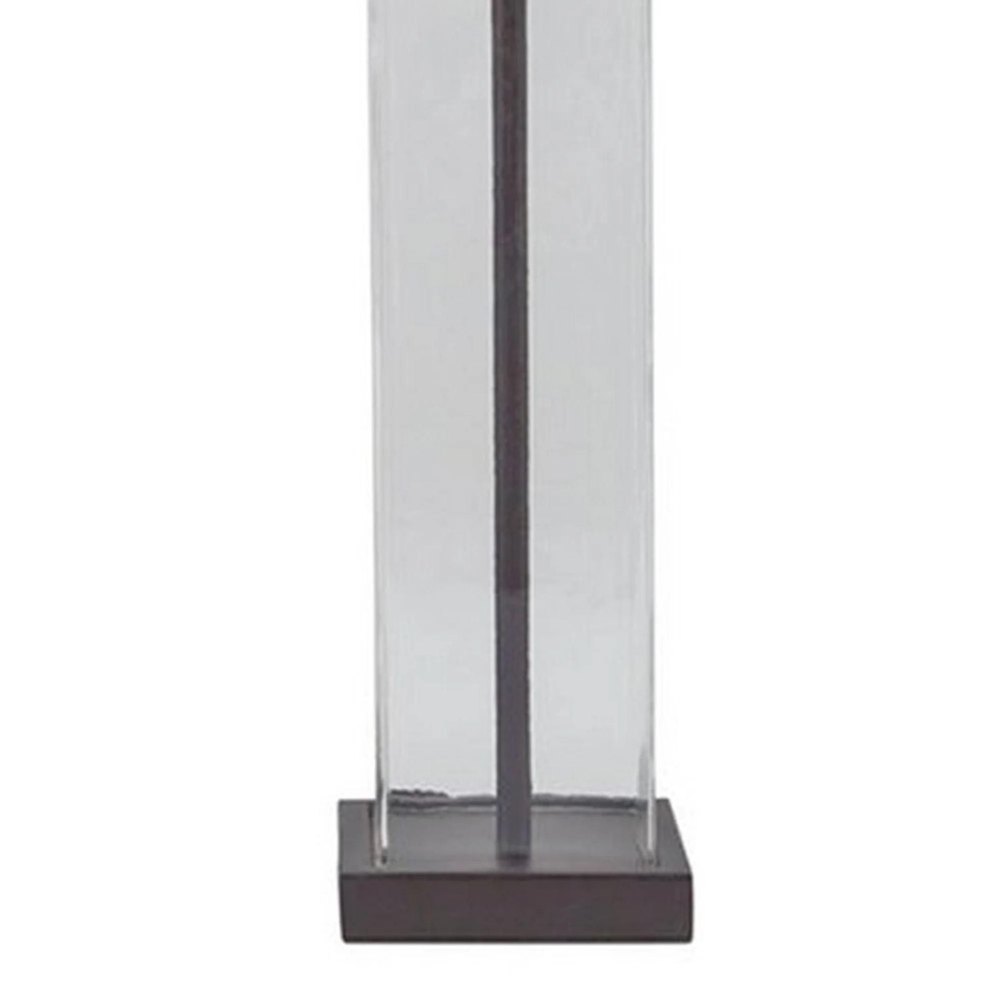 Glass And Metal Base Table Lamp With Square Shade Set Of 2 Clear And Gray By Benzara - Image 3