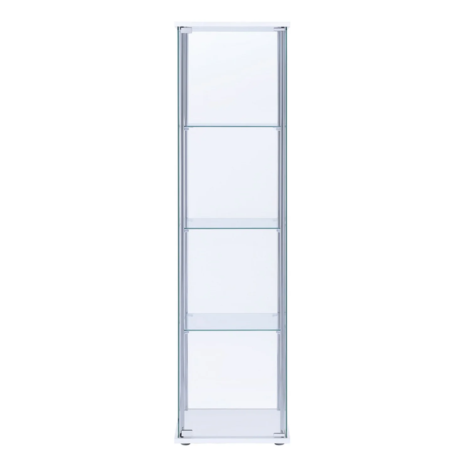 Glass And Metal Curio Cabinet With 4 Shelves, Clear And White By Benzara - Image 2
