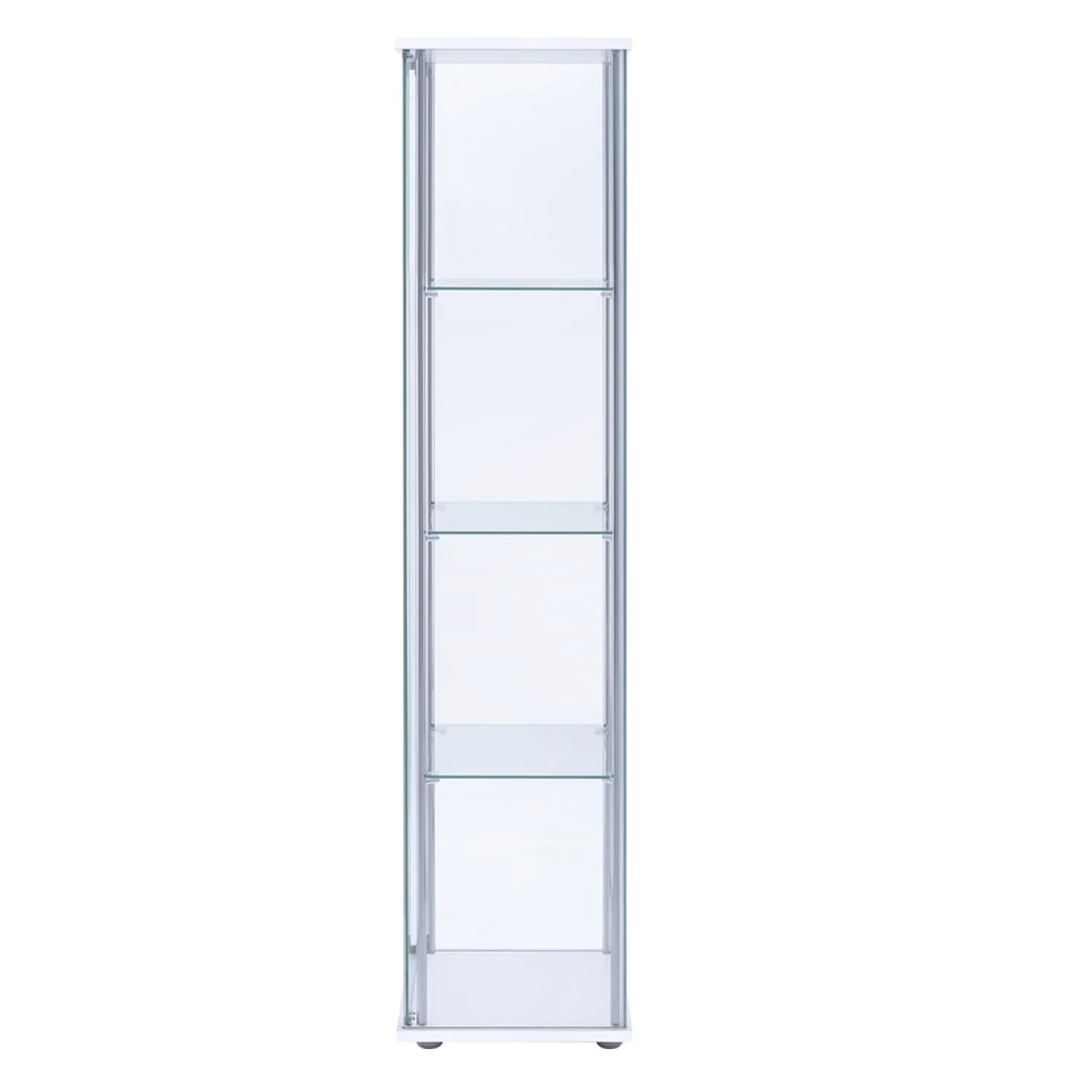 Glass And Metal Curio Cabinet With 4 Shelves, Clear And White By Benzara - Image 3