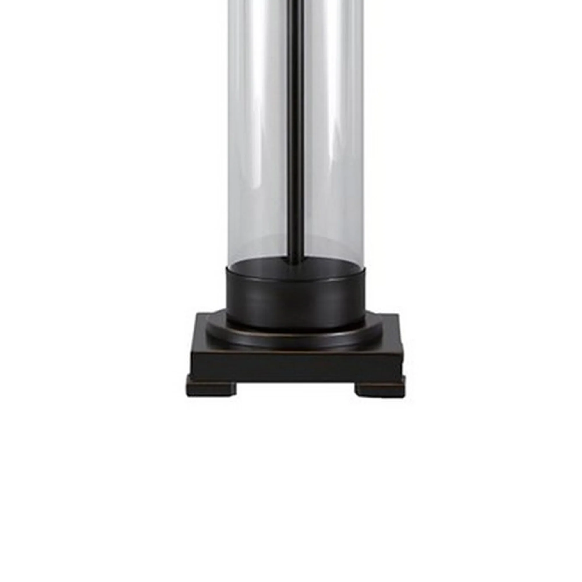 Glass And Metal Frame Table Lamp With Fabric Shade Gray And Black By Benzara - Image 2