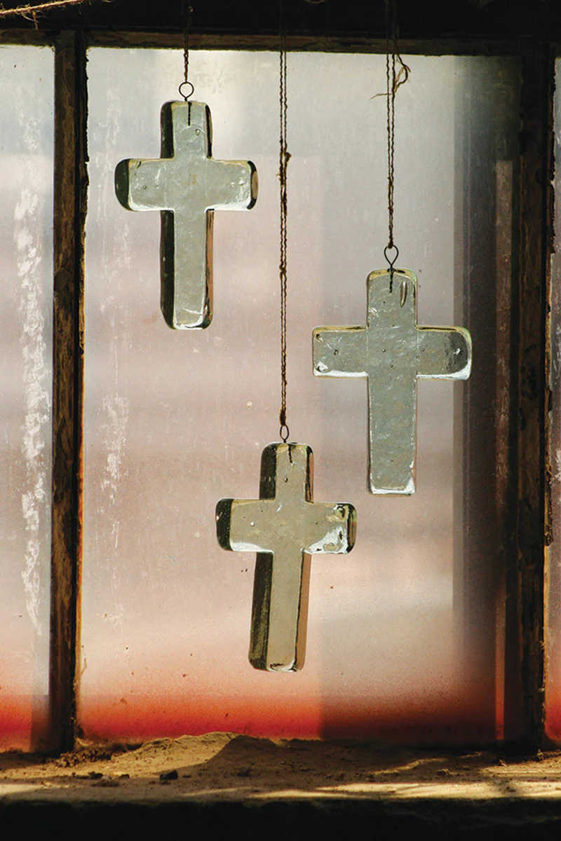 Glass Cross Suncatcher Set Of 4 By Kalalou - Image 2