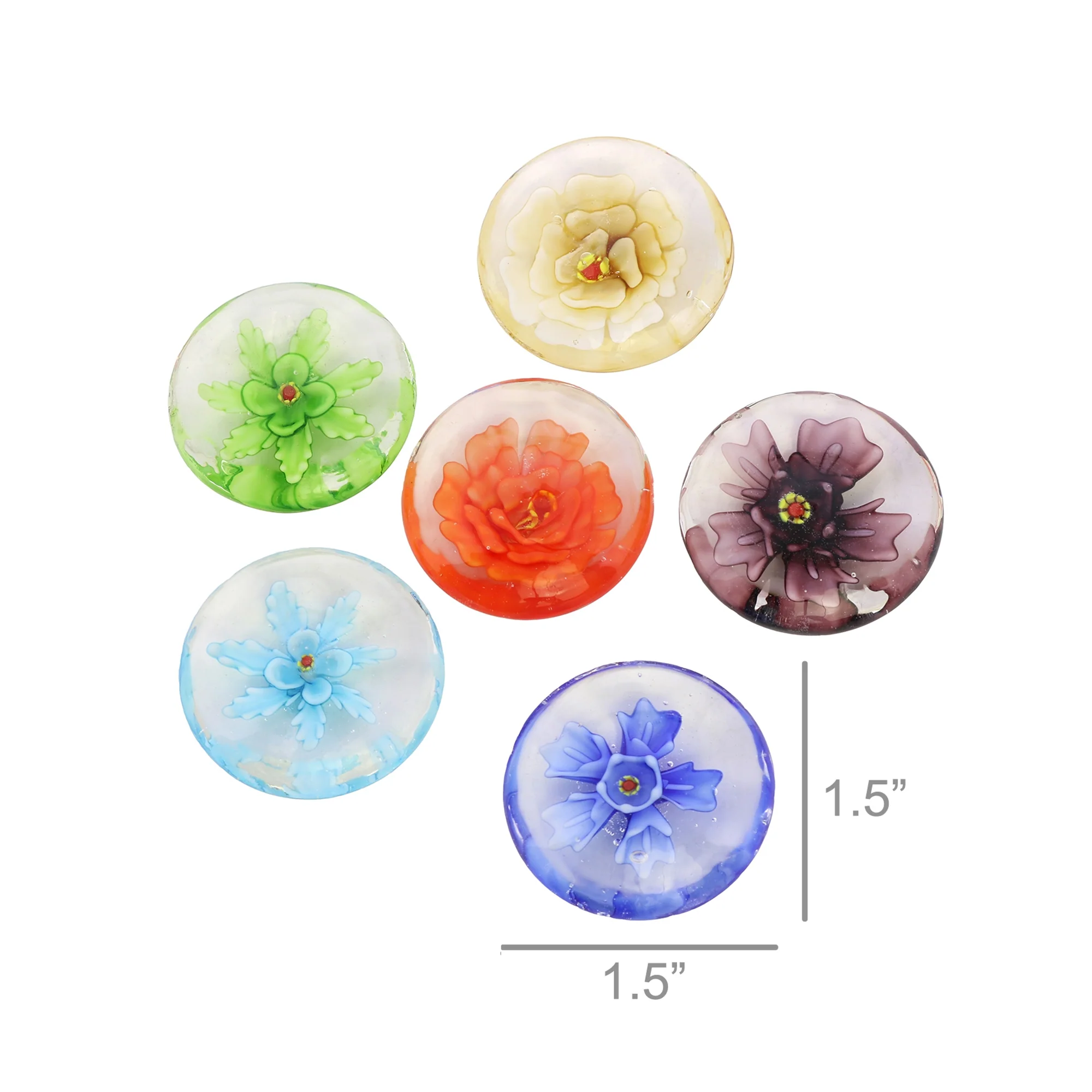 Glass Enclave Flowers, Bag of 6 Assorted Set Of 2 By HomArt - Image 3