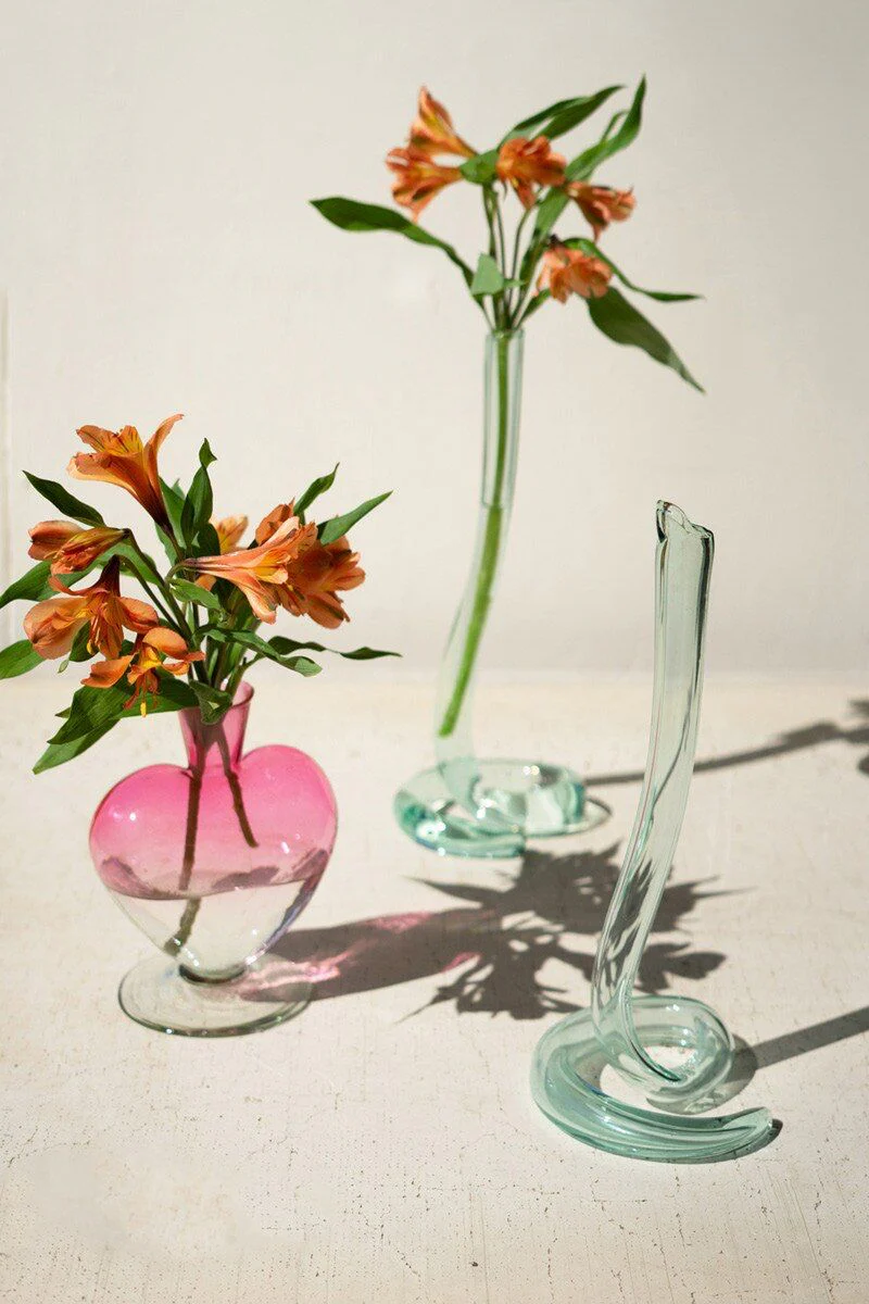 Glass Heart Vase - Ombre Pink - Large By Kalalou - Image 3