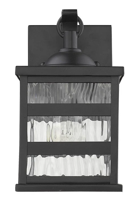 Glass panel Matte Black Outdoor Cage Light By Homeroots - Image 2