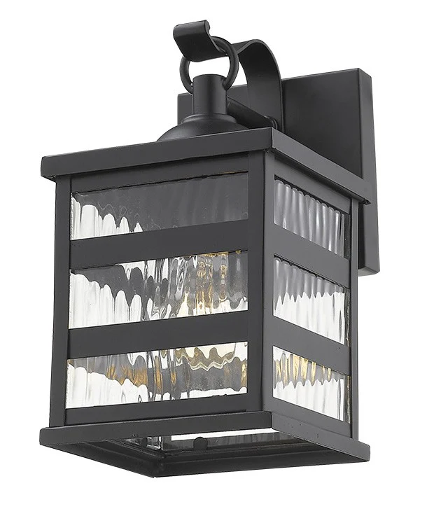 Glass panel Matte Black Outdoor Cage Light By Homeroots - Image 3