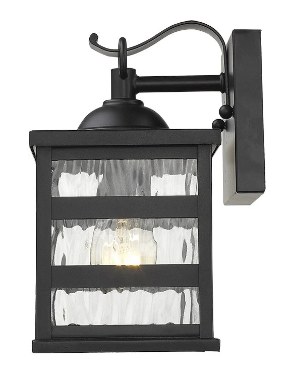Glass panel Matte Black Outdoor Cage Light By Homeroots - Image 4