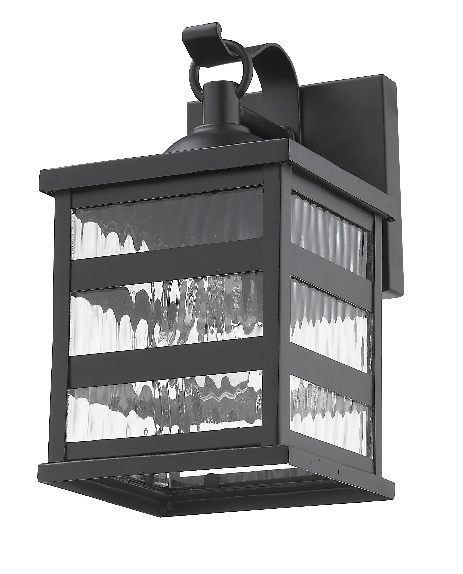 Glass panel Matte Black Outdoor Cage Light By Homeroots - Image 5