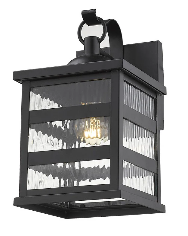 Glass panel Matte Black Outdoor Hanging Light By Homeroots - Image 2