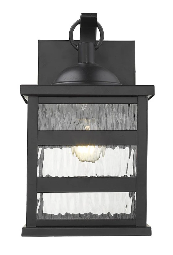 Glass panel Matte Black Outdoor Hanging Light By Homeroots - Image 3