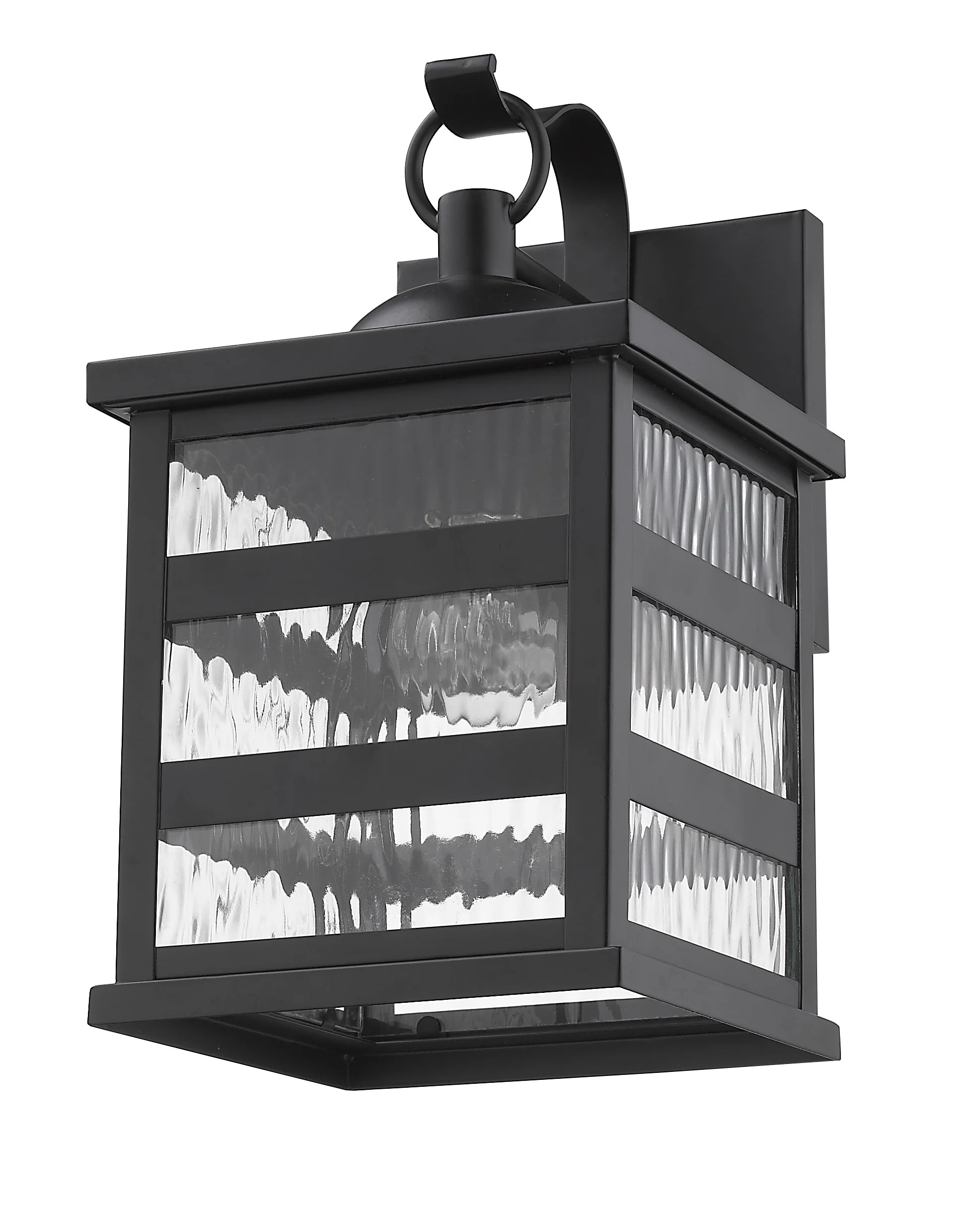 Glass panel Matte Black Outdoor Hanging Light By Homeroots - Image 5