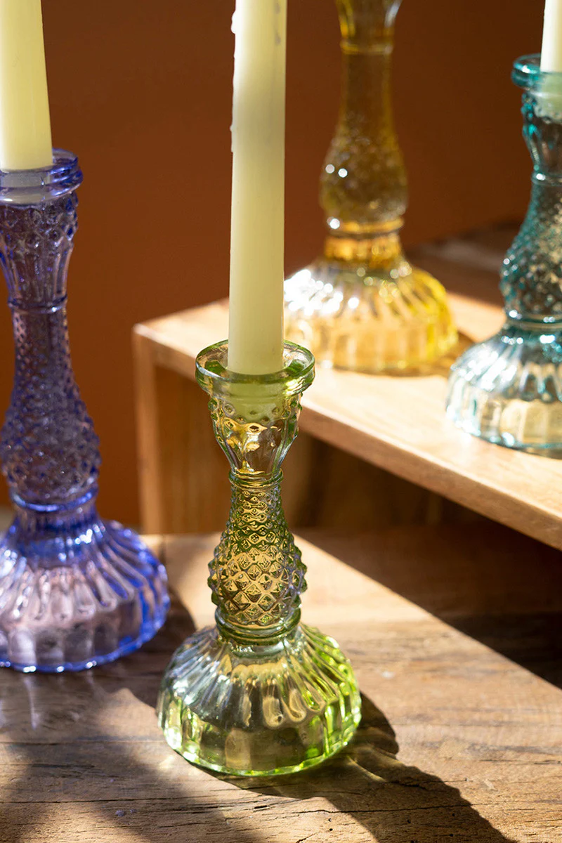 Glass Taper Candle Holders Set Of 6 By Kalalou - Image 3