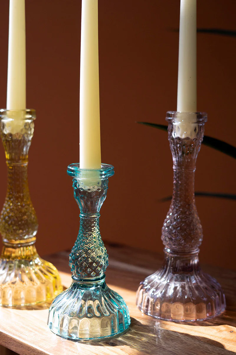 Glass Taper Candle Holders Set Of 6 By Kalalou - Image 4