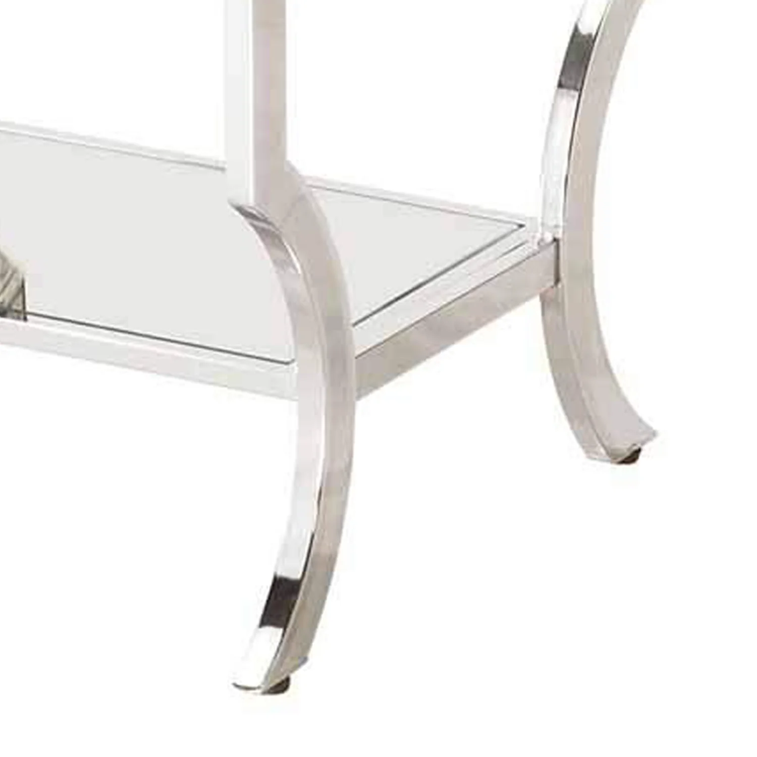 Glass Top End Table with Mirrored Bottom Shelf, Clear and Silver By Benzara - Image 2