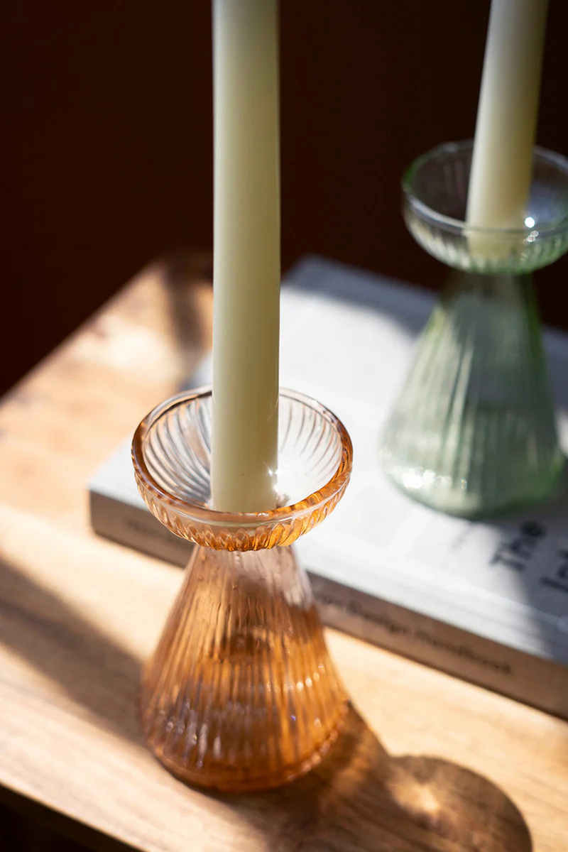 Glass Vase/Taper Holders - One Each Color Set Of 3 By Kalalou - Image 2