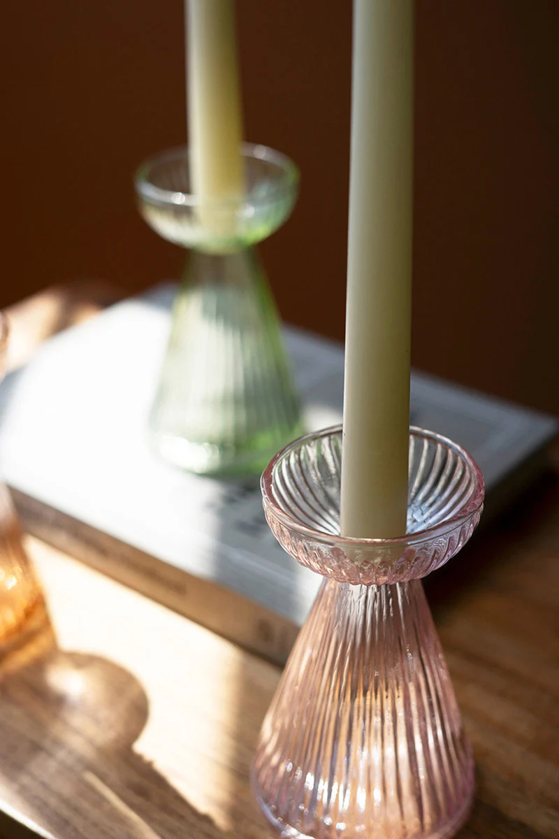 Glass Vase/Taper Holders - One Each Color Set Of 3 By Kalalou - Image 3