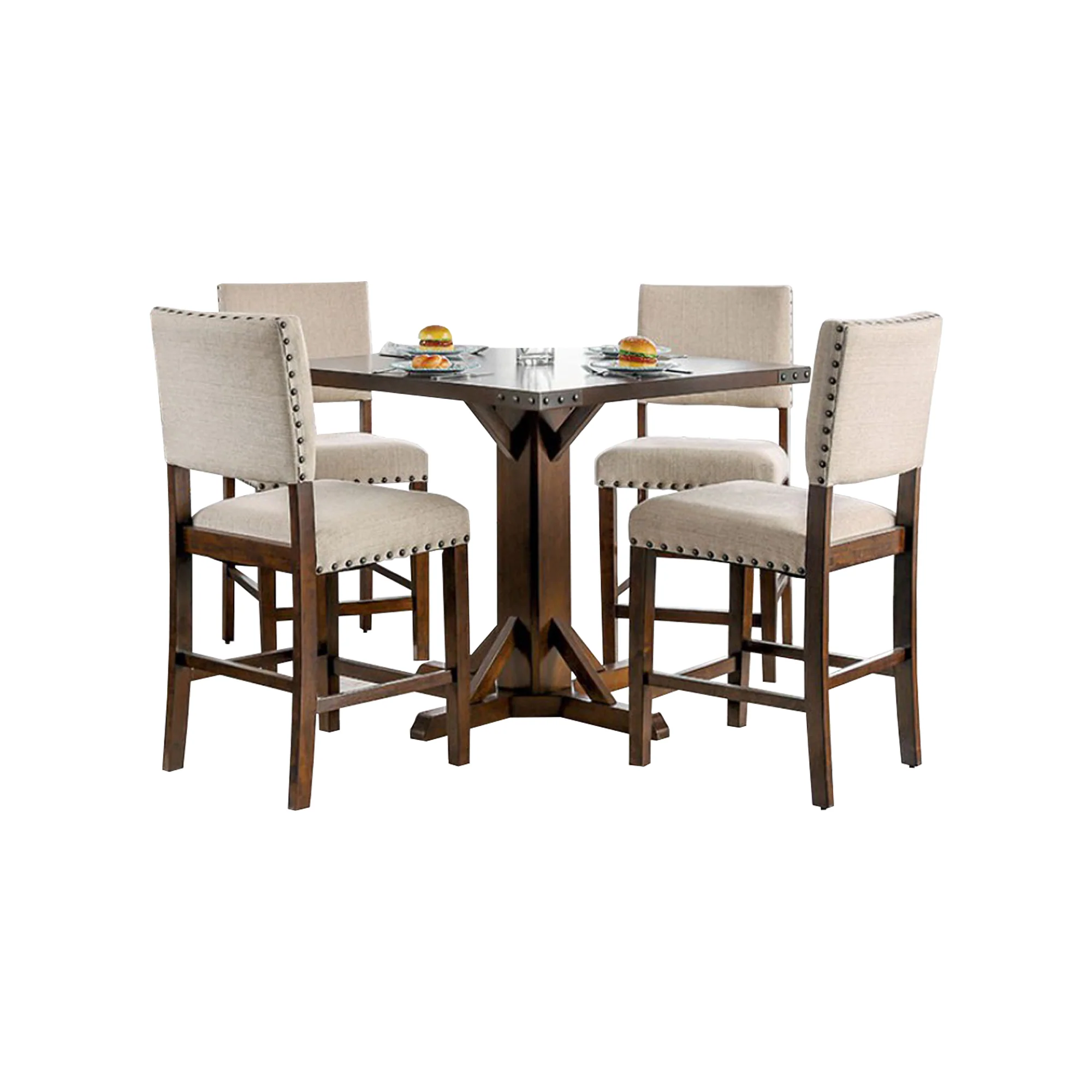 Glenbrook Brown Cherry And Ivory Counter Height Dining Table By Benzara - Image 2
