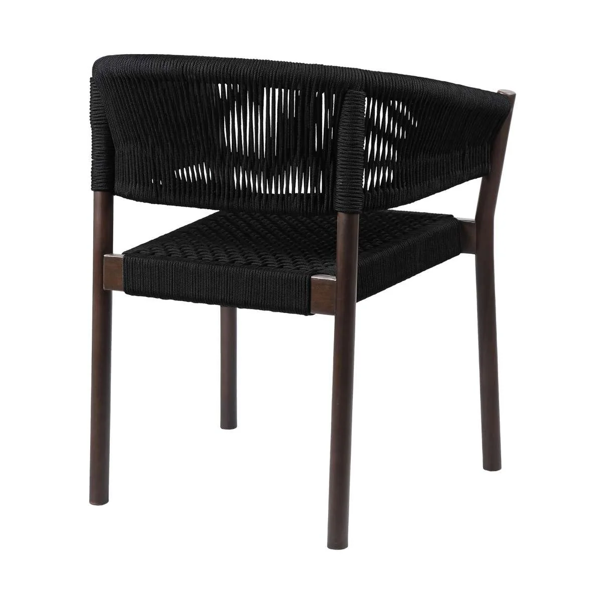 Glendora Doris Outdoor Patio 5 Piece Live Edge Dining Set in Eucalyptus Wood and Black Rope By Armen Living - Image 3