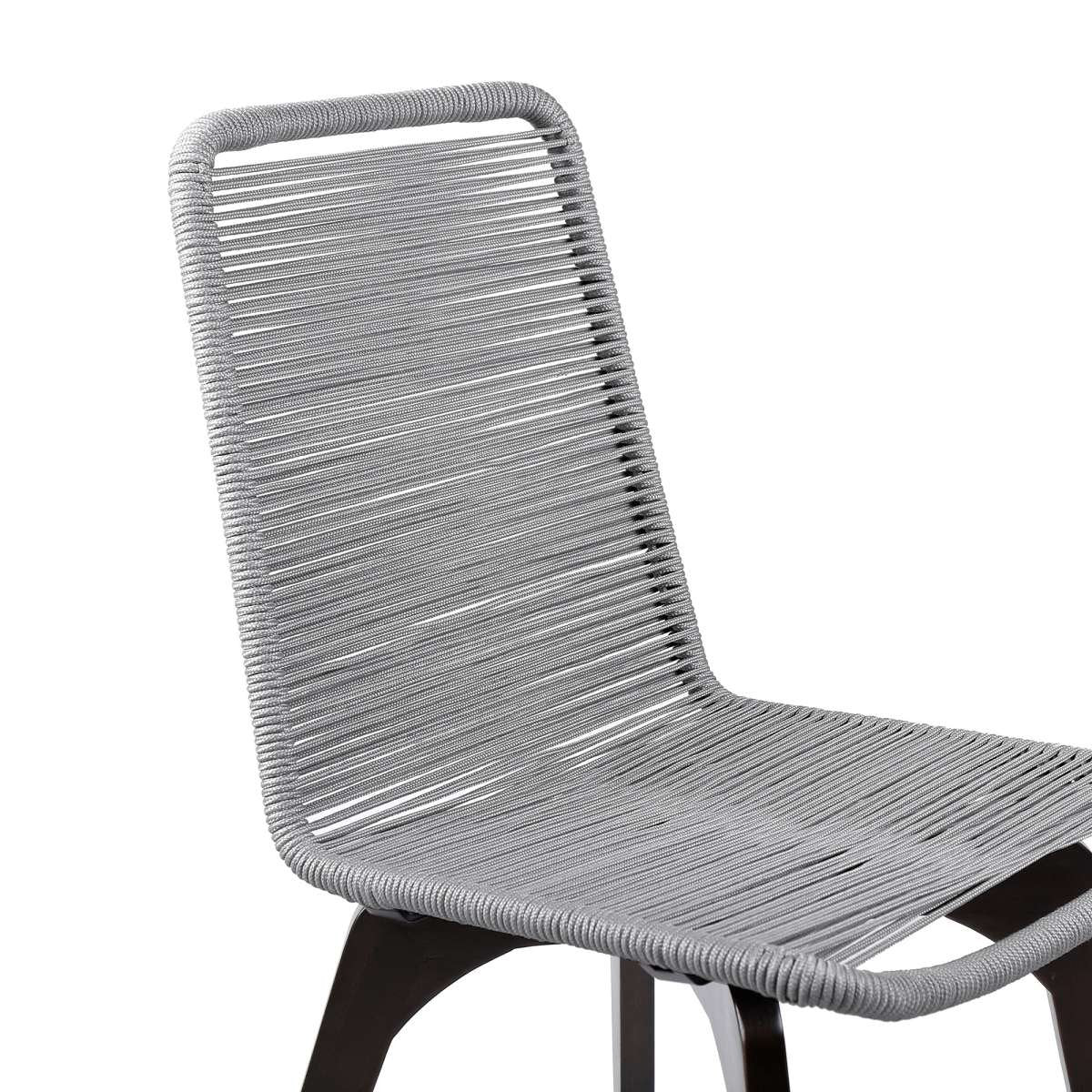 Glendora Island Outdoor Patio 7 Piece Live Edge Dining Set in Eucalyptus Wood and Silver Rope By Armen Living - Image 5