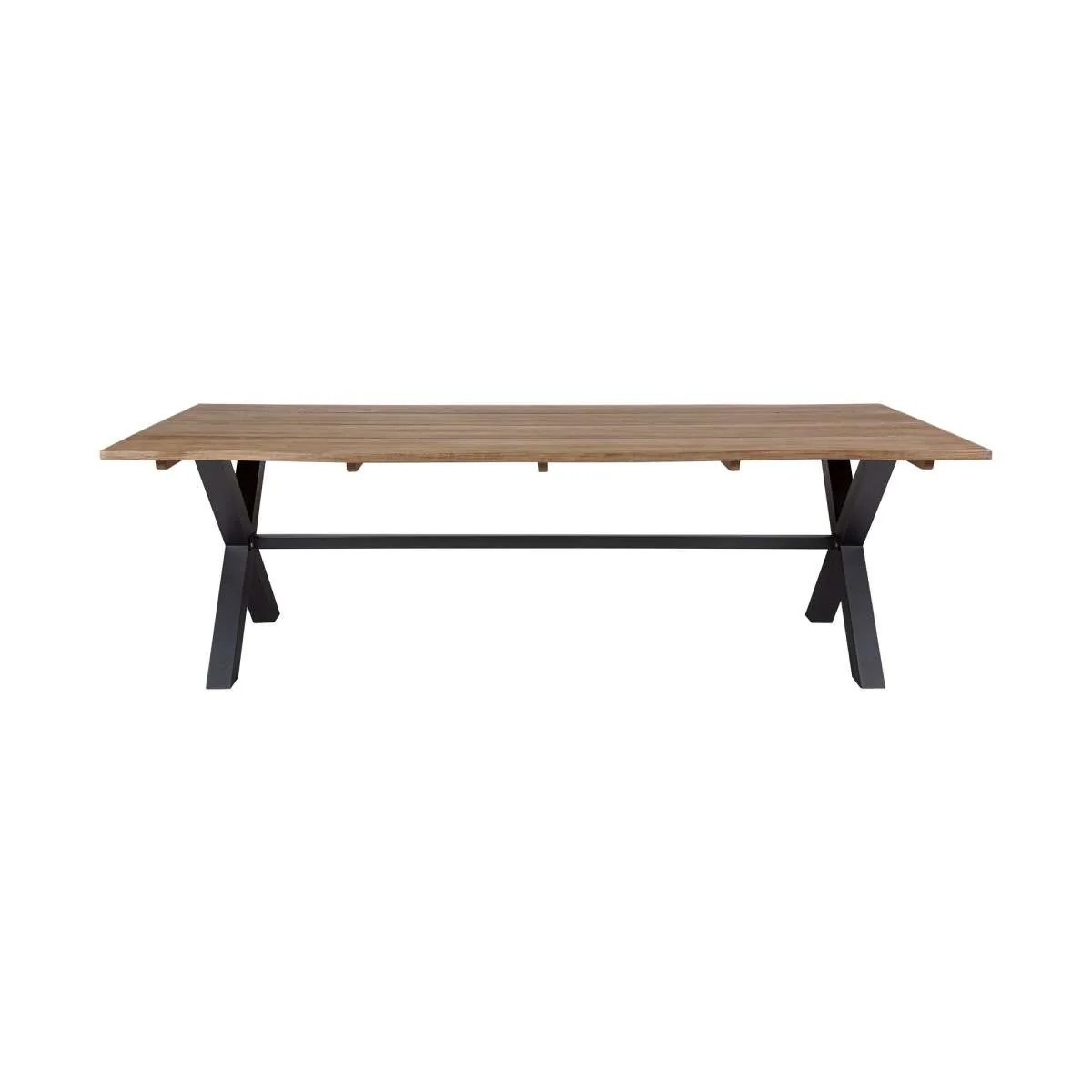 Glendora Outdoor Patio Live Edge Dining Table in Eucalyptus Wood with Black Metal Base By Armen Living - Image 3