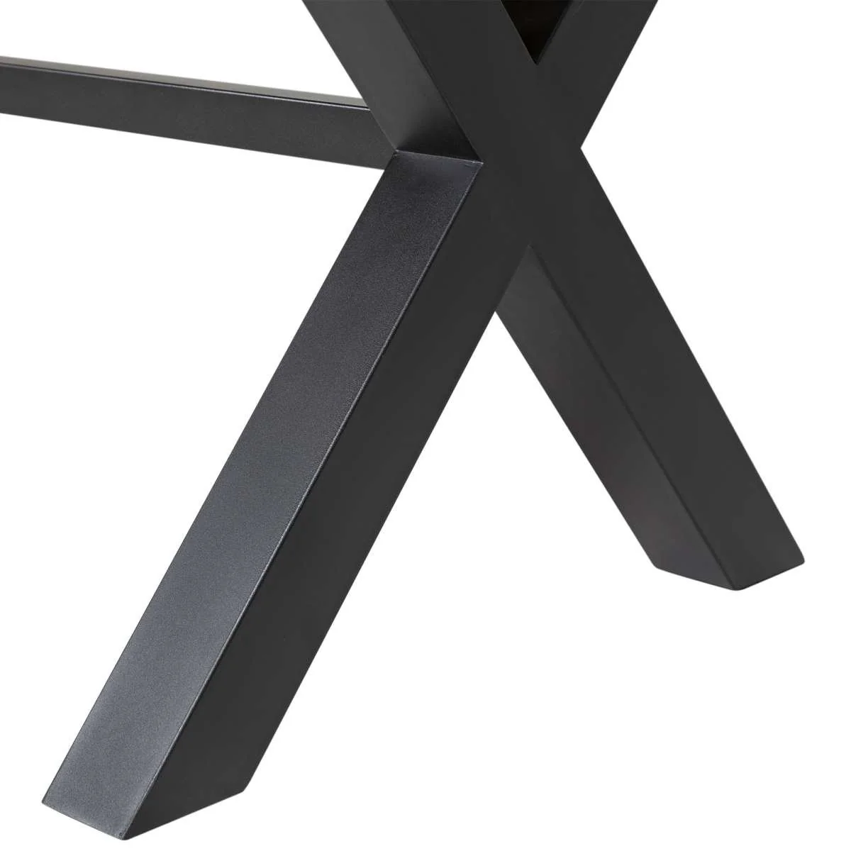 Glendora Outdoor Patio Live Edge Dining Table in Eucalyptus Wood with Black Metal Base By Armen Living - Image 8