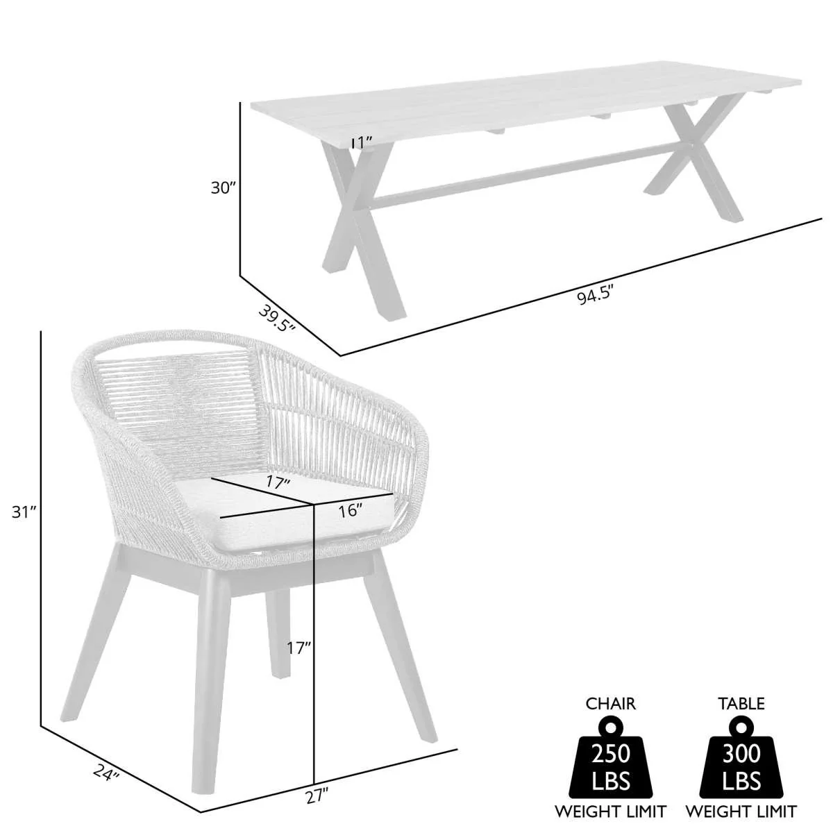 Glendora Tutti Frutti Outdoor Patio 5 Piece Live Edge Dining Set in Eucalyptus Wood Gray Rope and Cushions  By Armen Living - Image 7