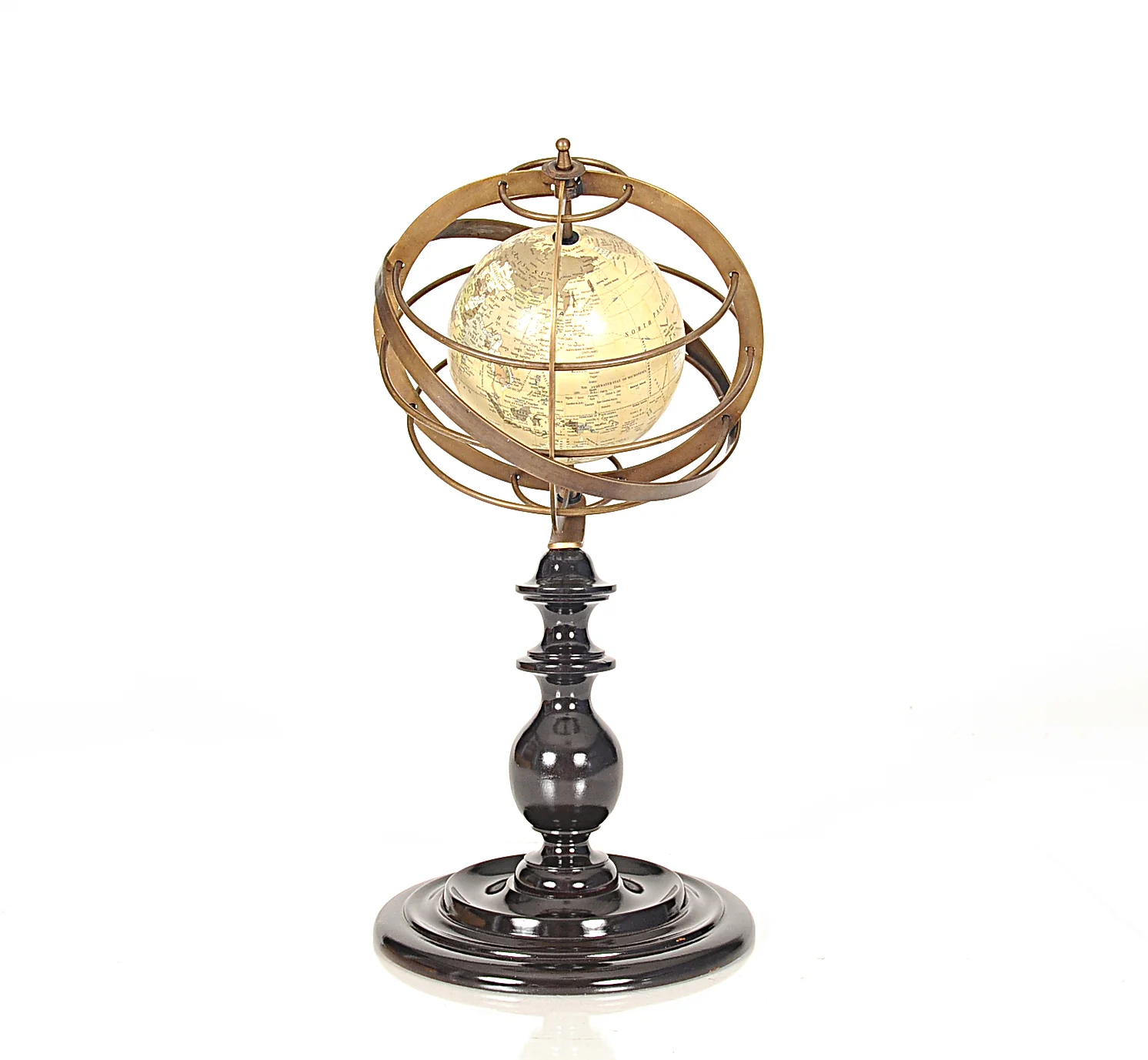 Globe in Brass Rings By Homeroots - Image 2