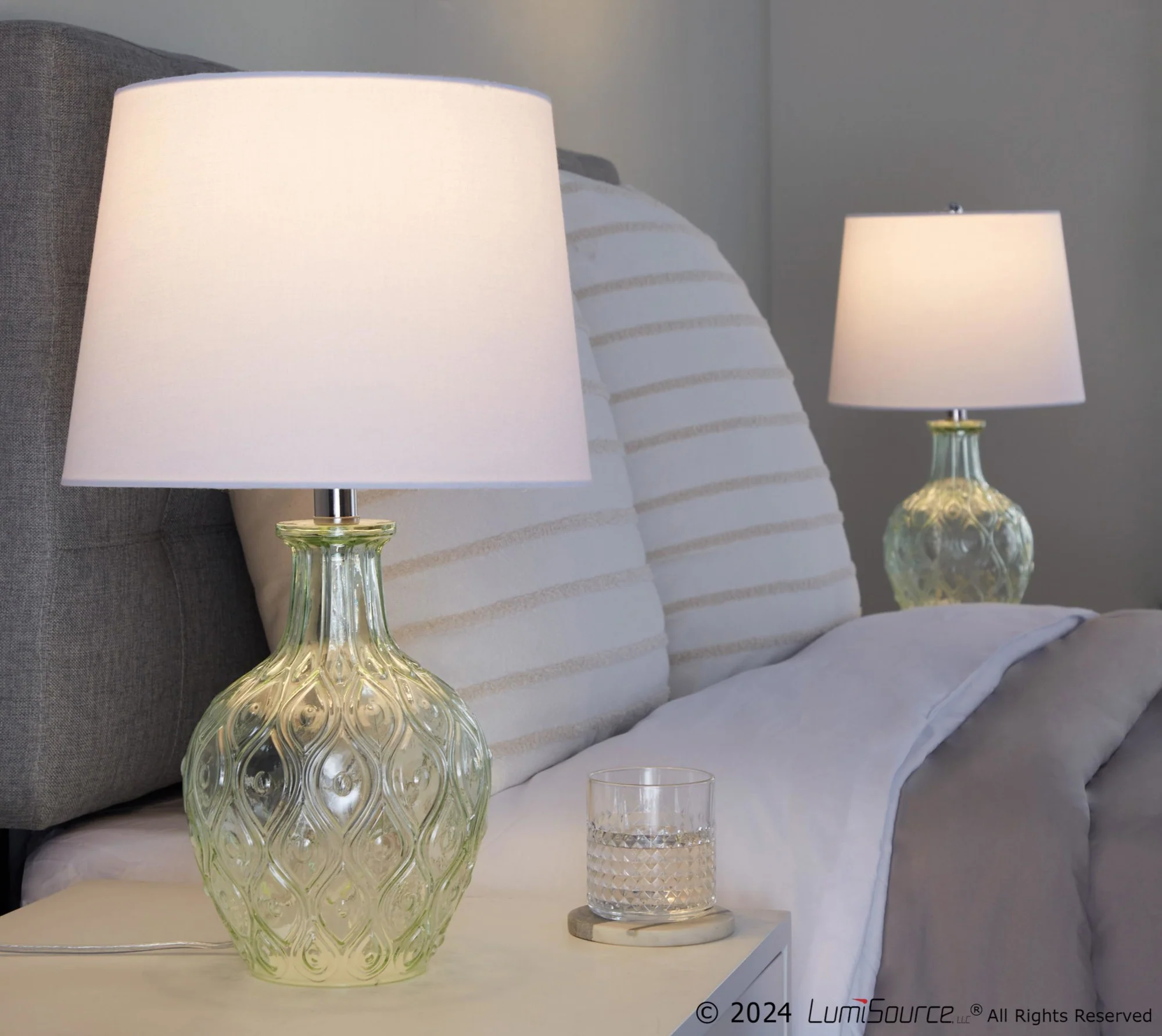 Gloria Round 20" Glass Accent Lamp - Set of 2 By LumiSource - GTG21-GLORIARN CRCHRW2 - Image 12