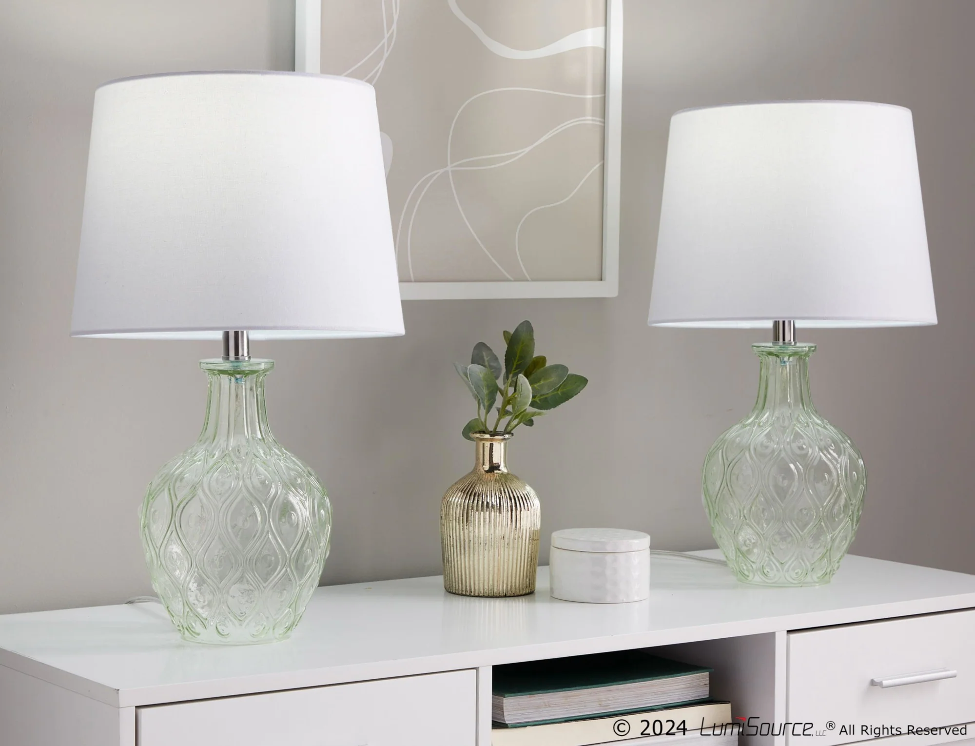 Gloria Round 20" Glass Accent Lamp - Set of 2 By LumiSource - GTG21-GLORIARN CRCHRW2 - Image 13
