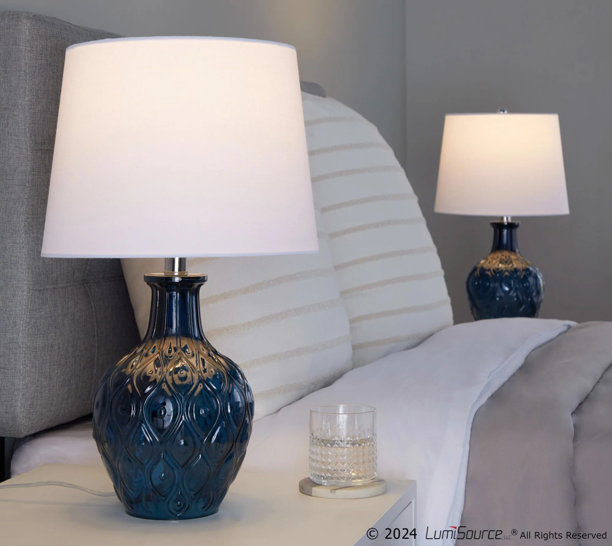 Gloria Round 20" Glass Accent Lamp - Set of 2 By LumiSource - GTG21-GLORIARN CRCHRW2 - Image 8